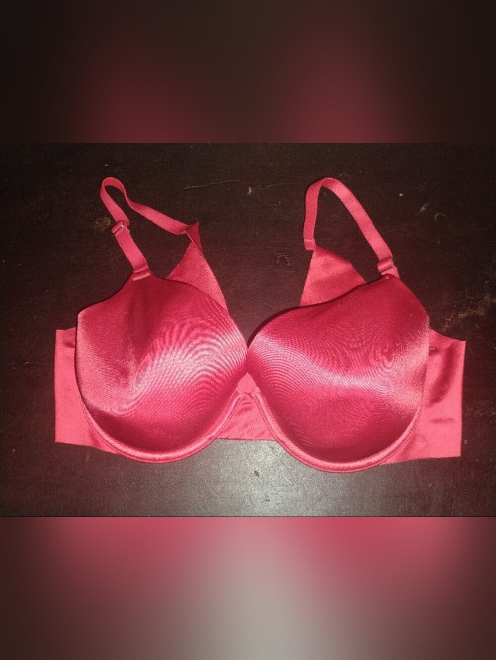 Secret Treasures Underwire Bra 36C Red Satin Full Coverage Smooth Padded